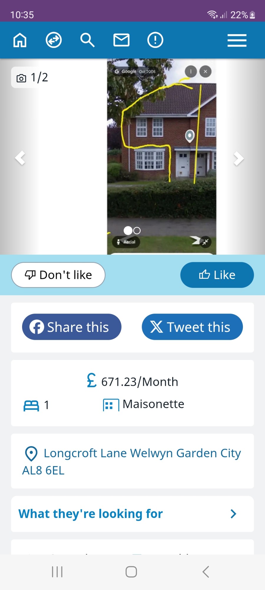 1 bedroom maisonette in longcroft lane